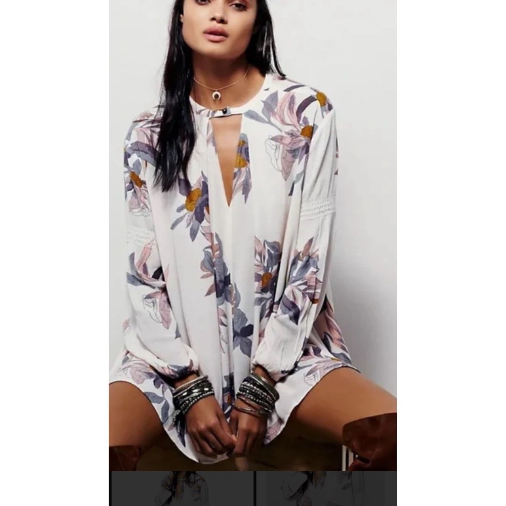 Free People Tree Swing Electric Orchid Choker Mini Tunic Dress XS - Picture 2 of 7